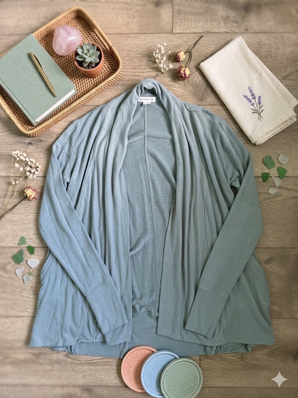 Athleta Sage Green Open Front Drape Cardigan Size Small